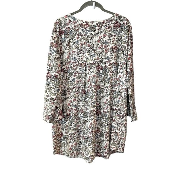 J. Jill Floral Print Ivory Cotton Modal Rayon Soft Knit Stretch Tunic Top Size L - Picture 3 of 8